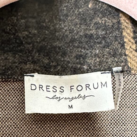 DRESS FORUM Oversized Plaid Shirt Jacket Shacket Gray Tan Soft {3M47} - Picture 4 of 5